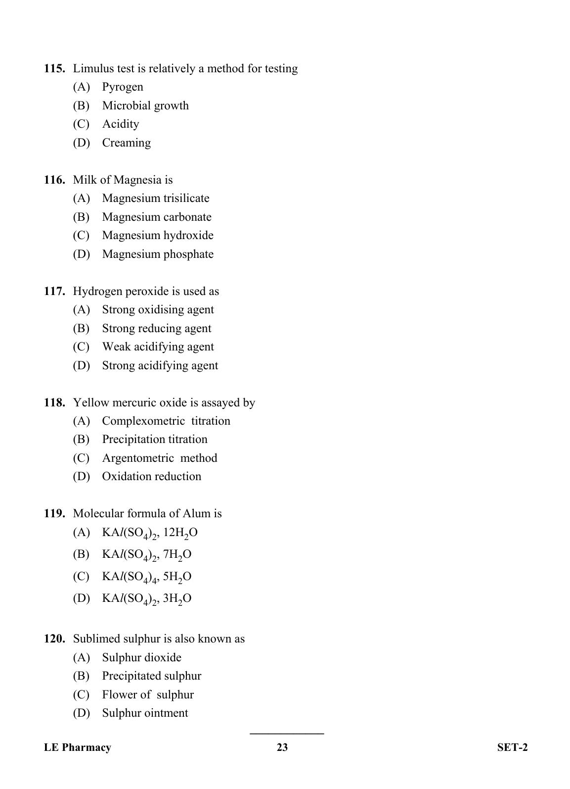 OJEE 2013 LE Pharm Set 2 Question Paper - Page 22