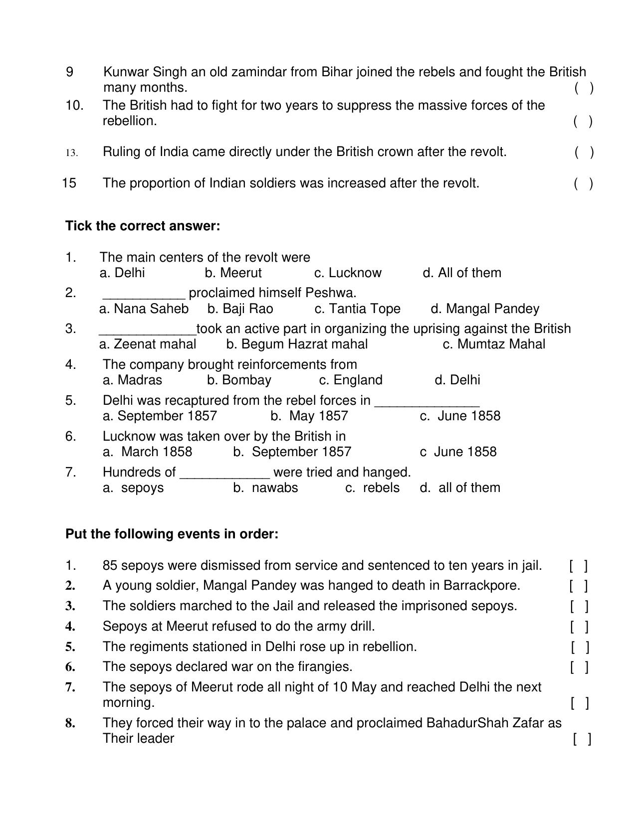 CBSE Worksheets for Class 8 Social Science When People Rebel Assignment - Page 2