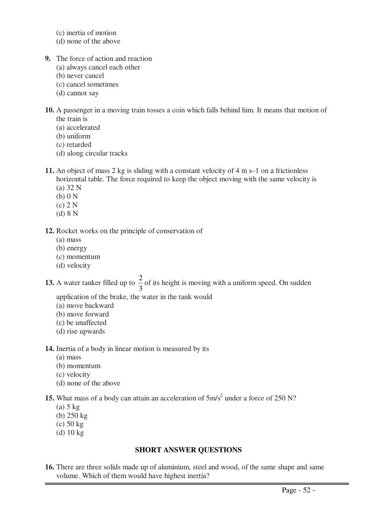 CBSE Worksheets for Class 9 Physics Force and Laws of Motion Assignment 1 - Page 2