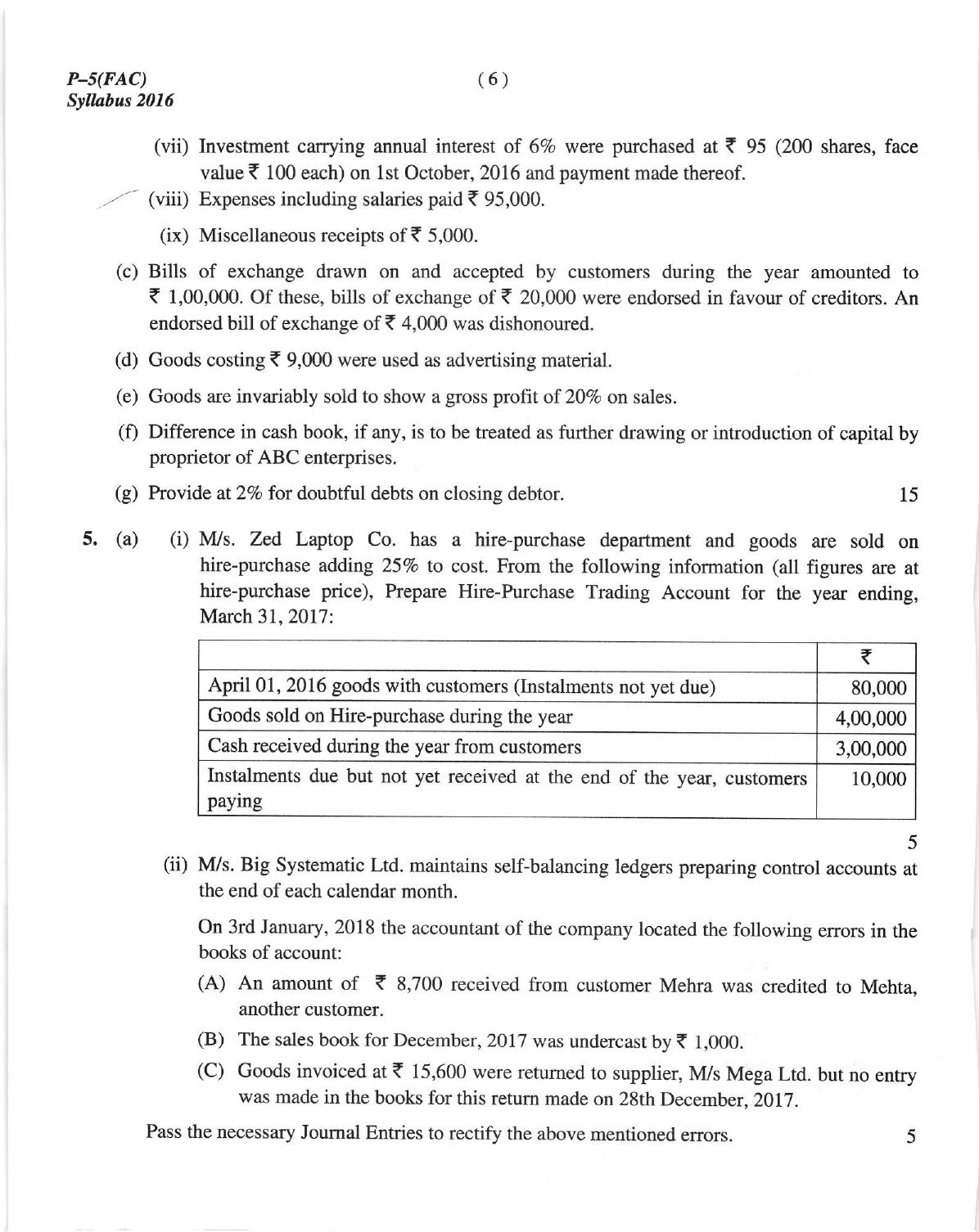 ICMAI June 2018 Financial Accounting Question Paper - Page 6