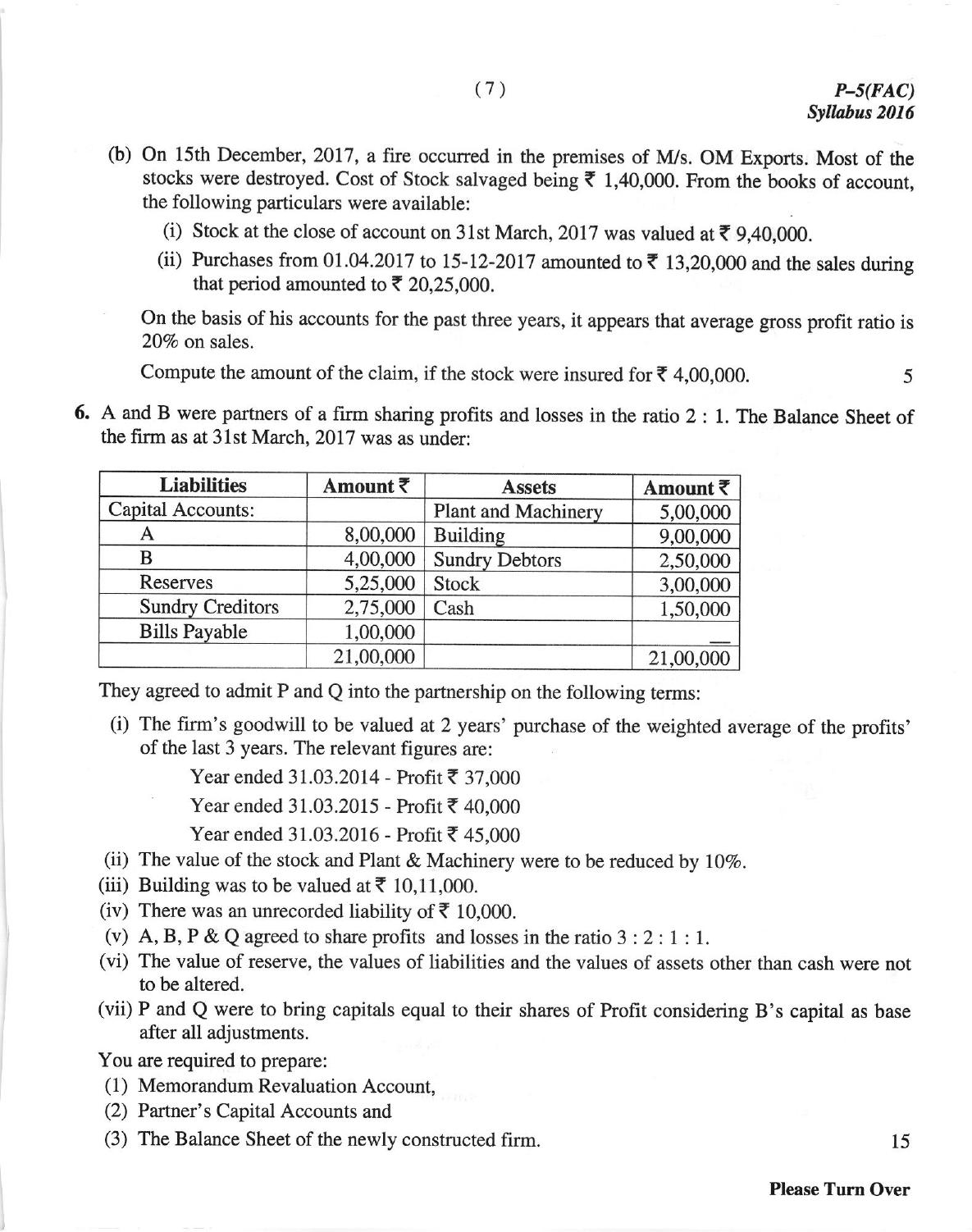 ICMAI June 2018 Financial Accounting Question Paper - Page 7