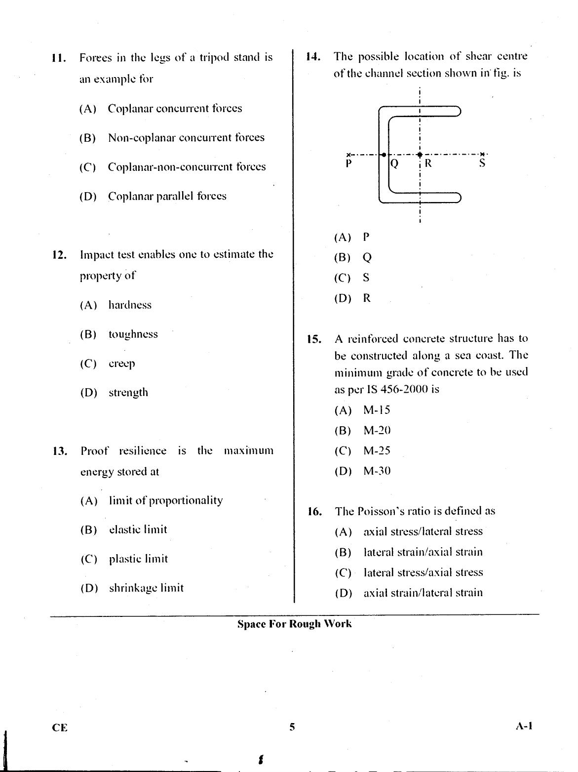 Karnataka PGCET 2017 Civil Engineering Question Paper - Page 4