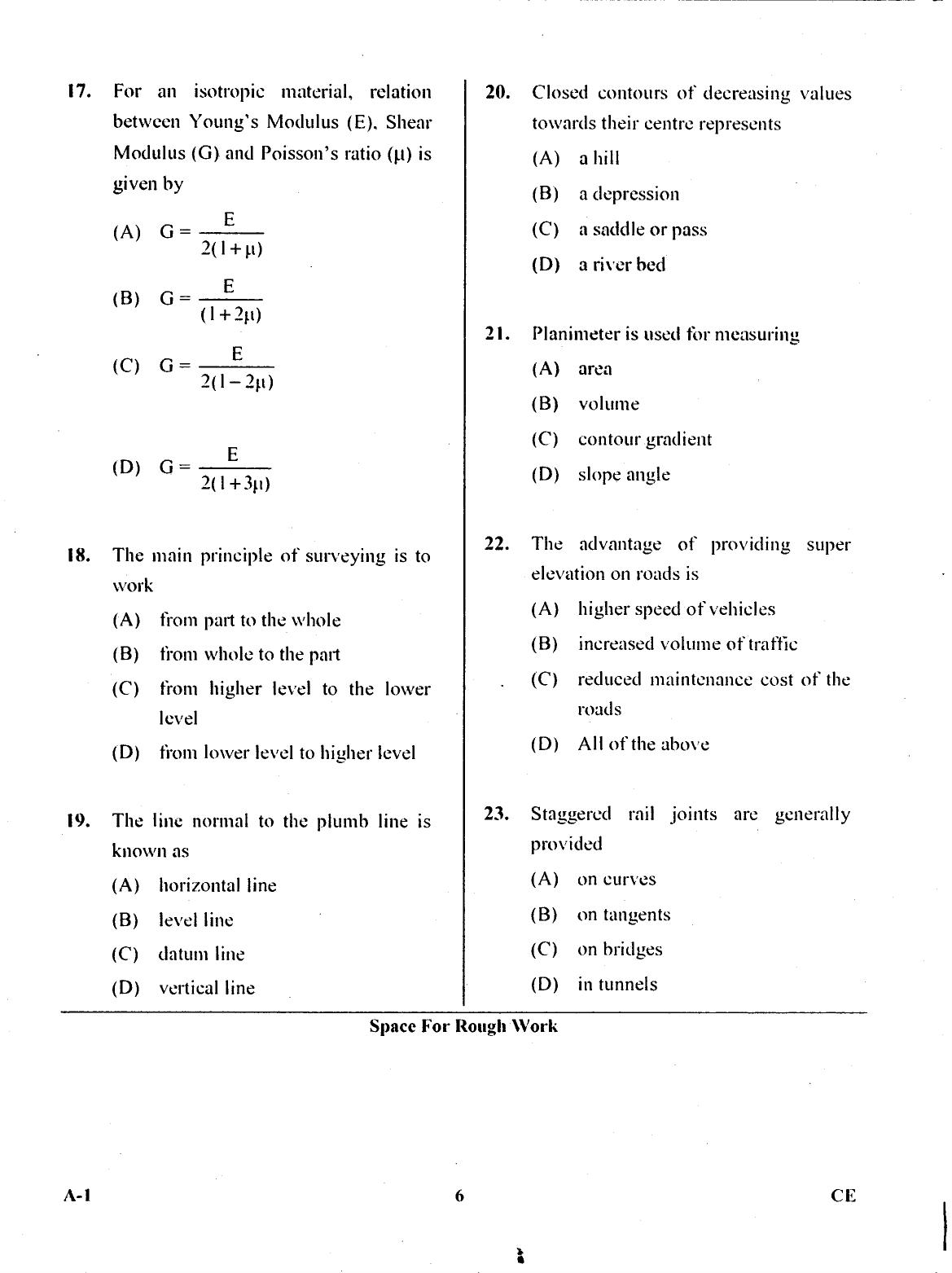 Karnataka PGCET 2017 Civil Engineering Question Paper - Page 5