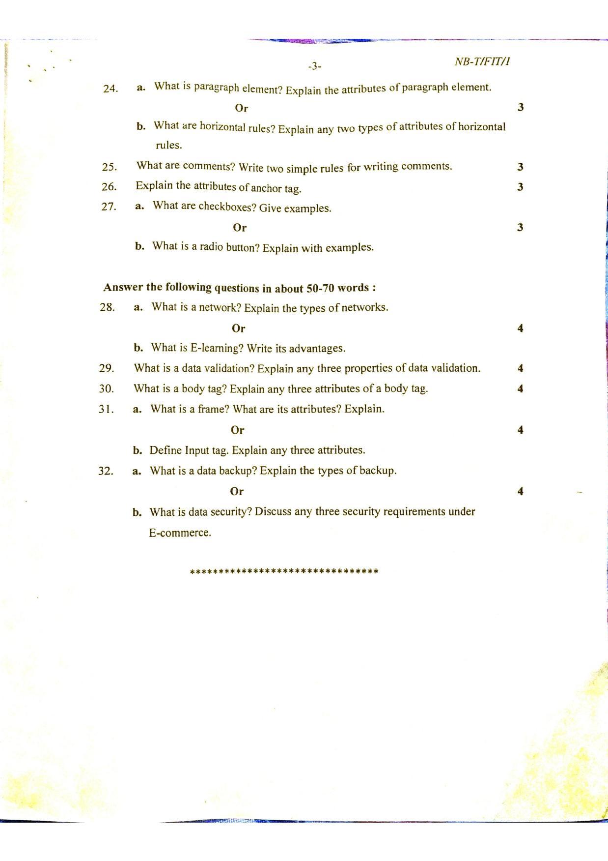 Nagaland Board Class 10 Information Technology 2022 Question Paper - Page 3