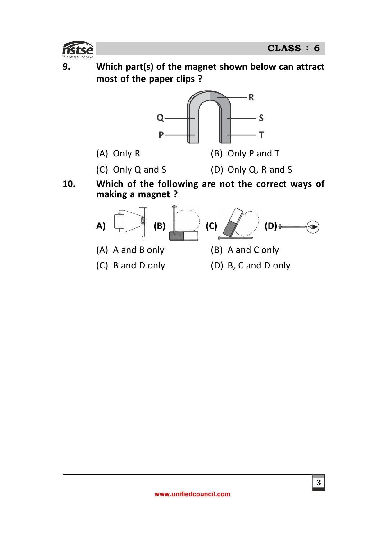2023 Class 6 NSTSE Sample Question Papers - Page 3