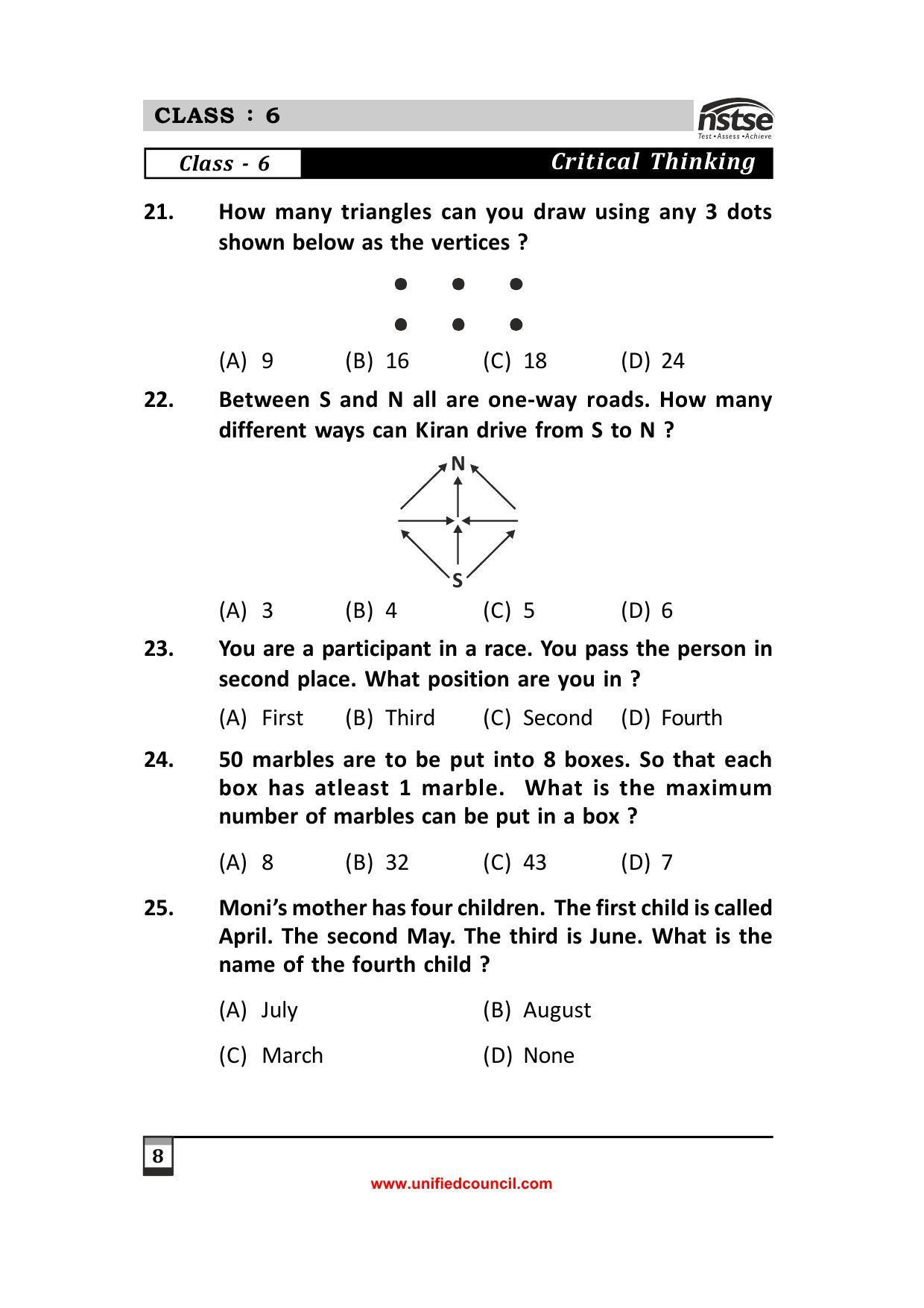 2023 Class 6 NSTSE Sample Question Papers - Page 8