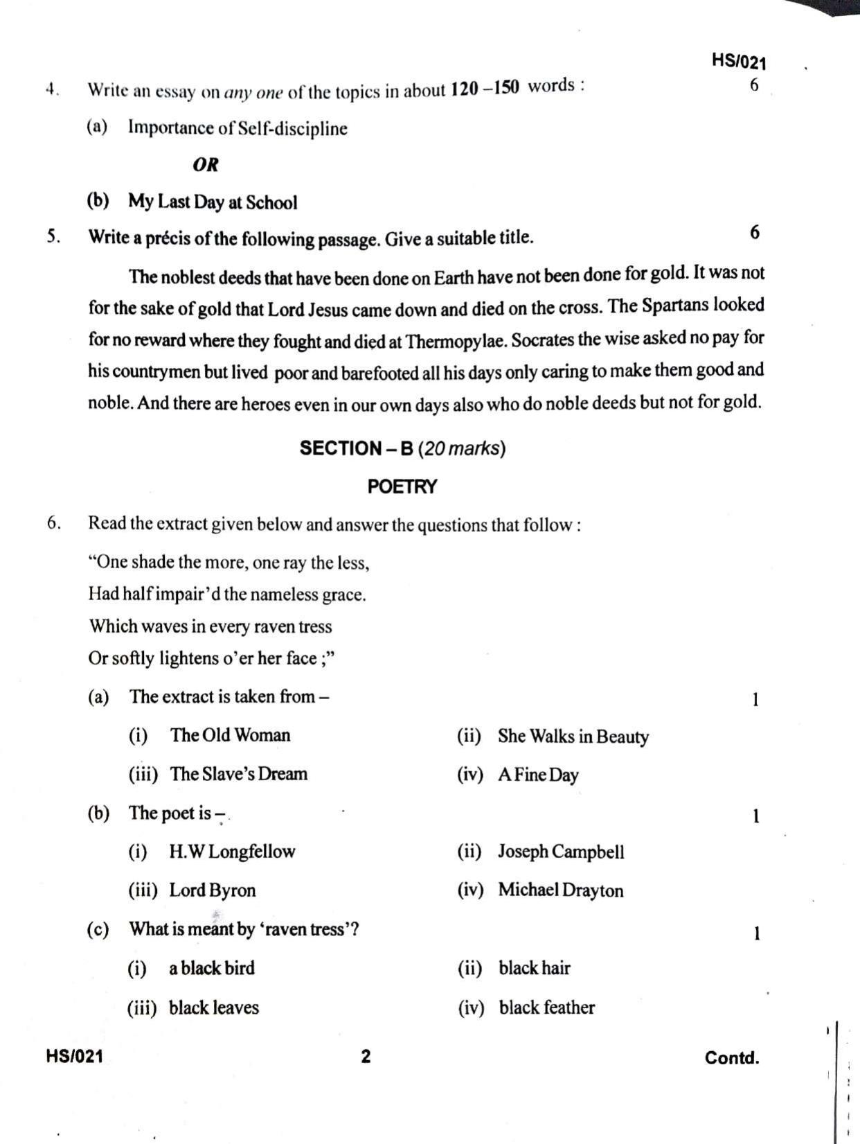 MBSE HSLC/Class 10 2023 Question Paper - Page 2
