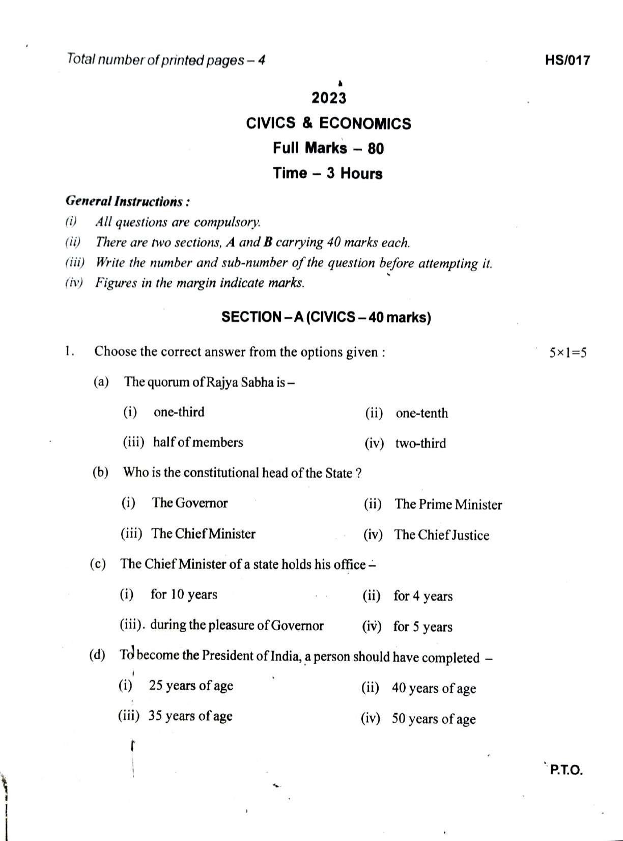 MBSE HSLC/Class 10 2023 Question Paper - Page 11