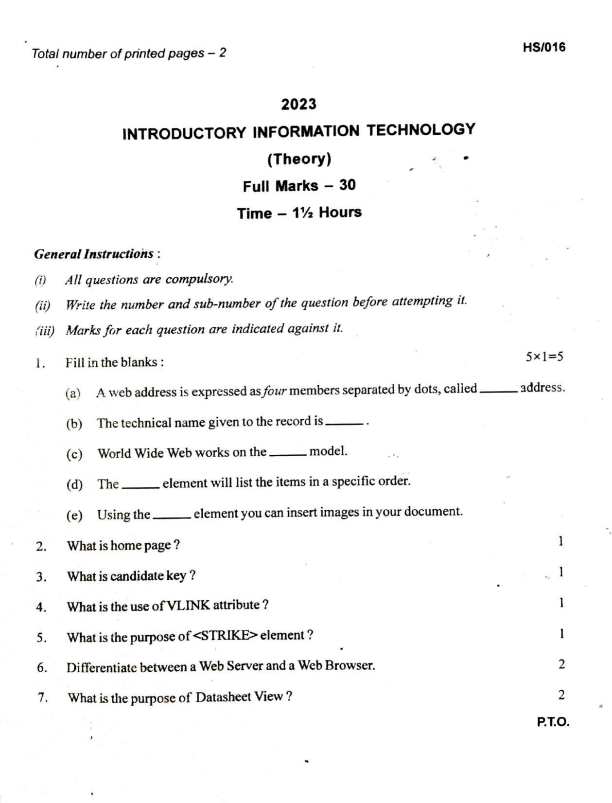 MBSE HSLC/Class 10 2023 Question Paper - Page 29