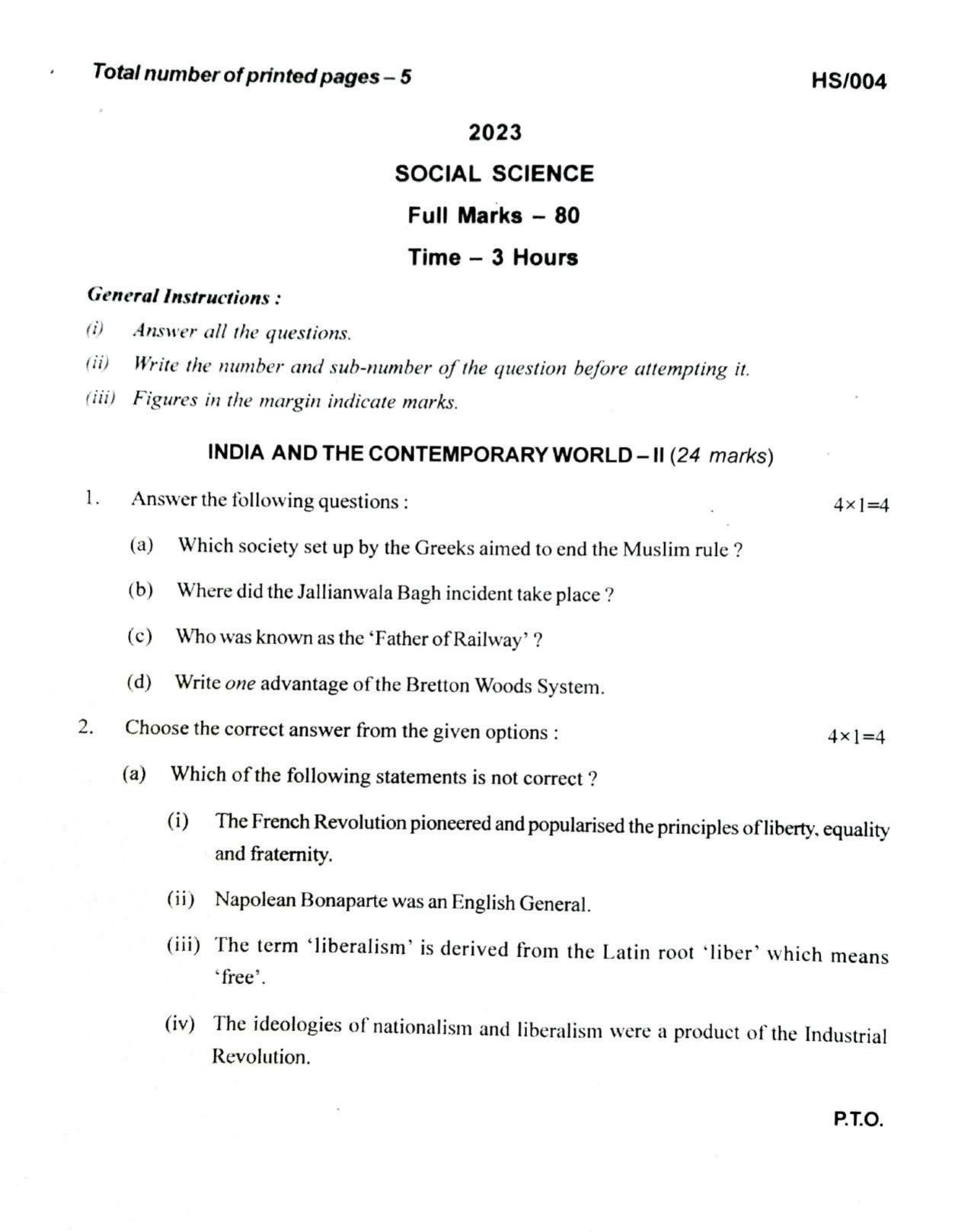 MBSE HSLC/Class 10 2023 Question Paper - Page 61