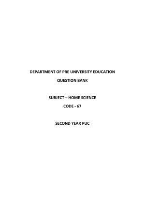 Karnataka 2nd PUC Question Bank for Home Science