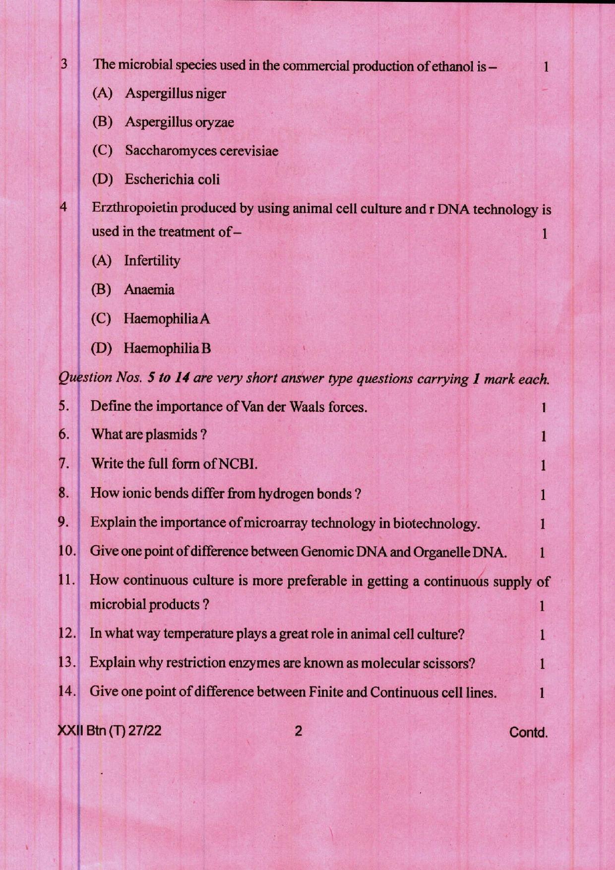 COHSEM 12th Question Papers 2022 Biotechnology - Page 2