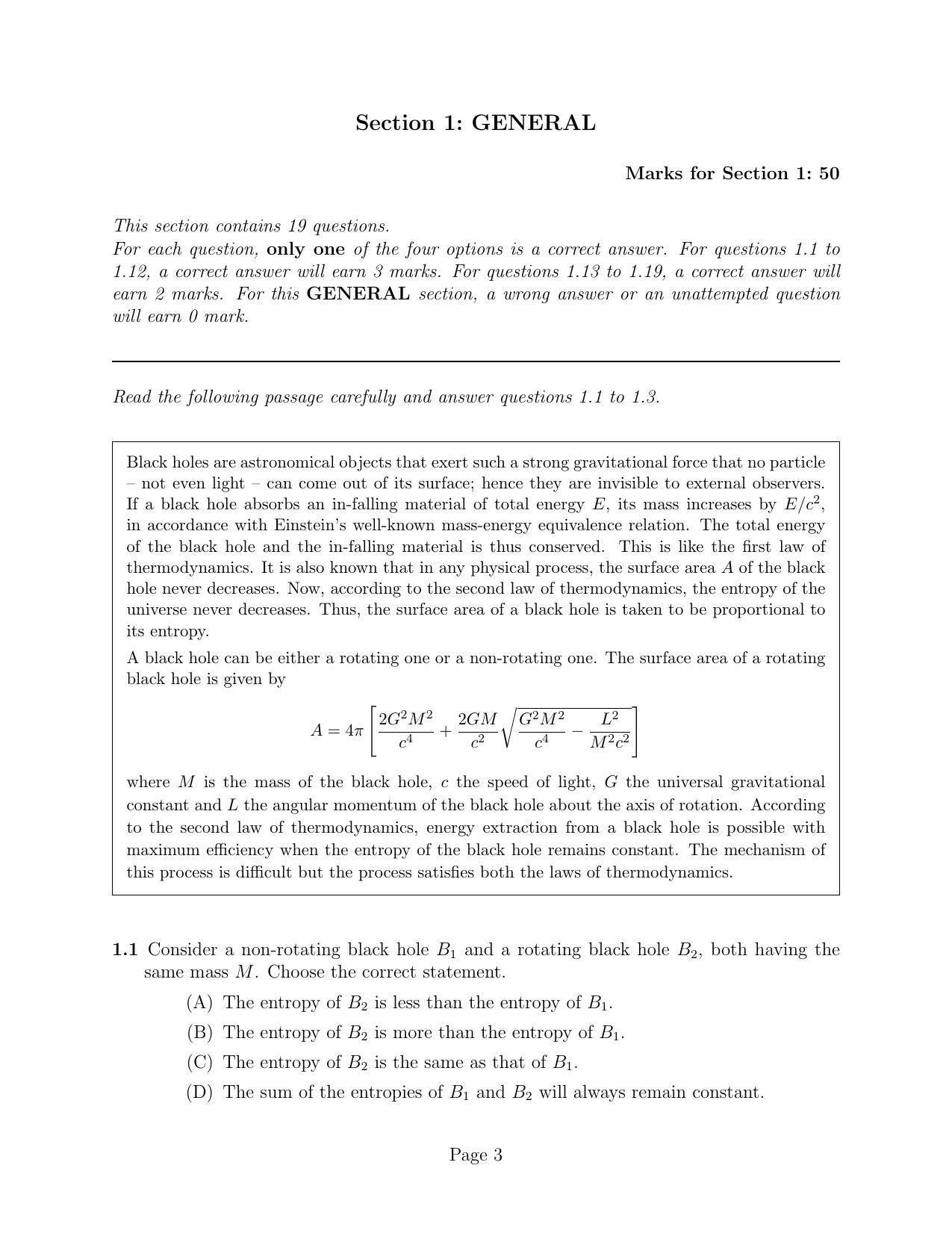 NEST 2011 Question Paper - Page 3