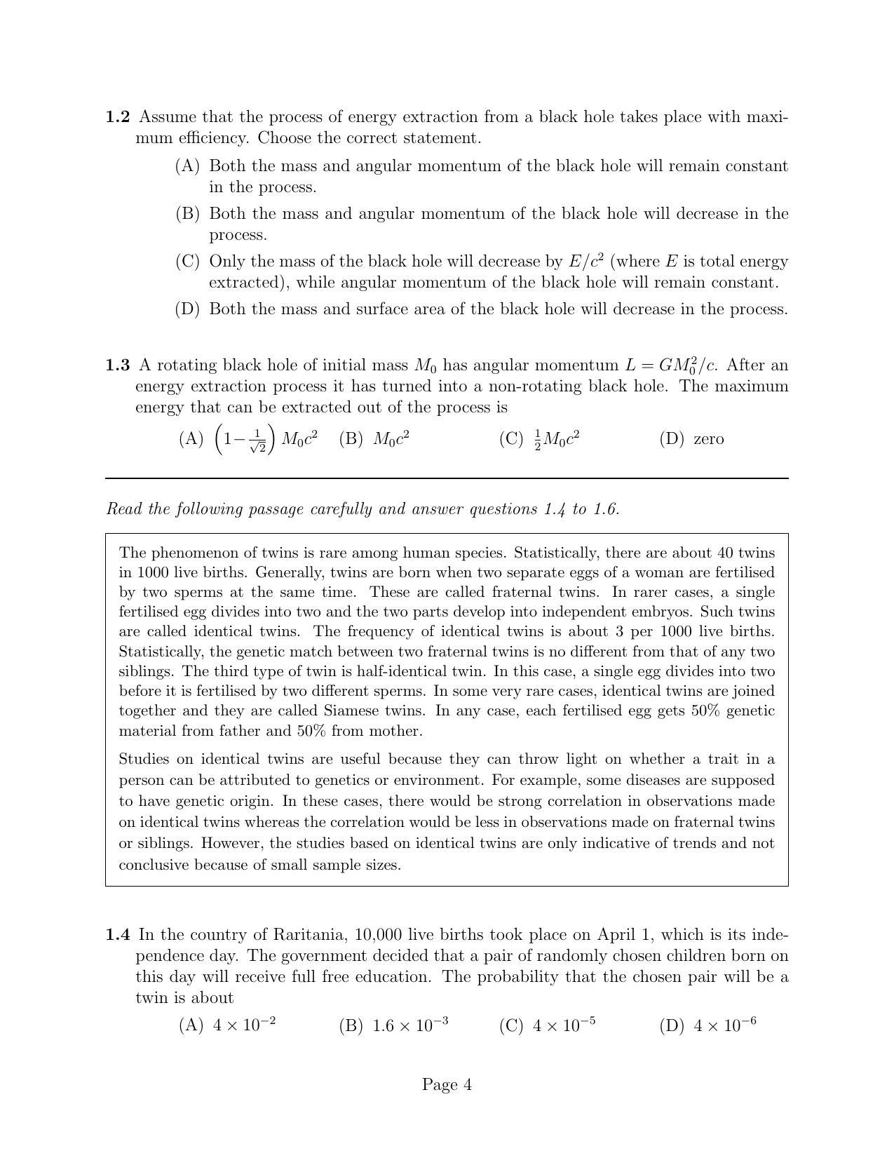 NEST 2011 Question Paper - Page 4