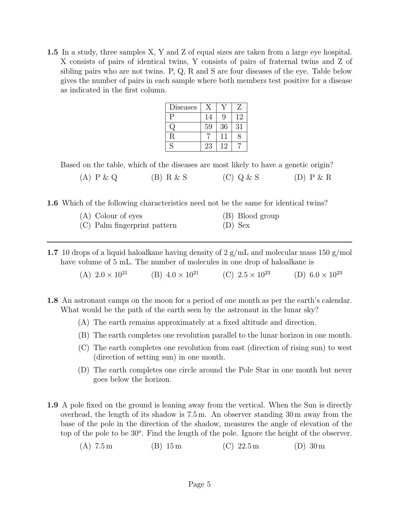 NEST 2011 Question Paper - Page 5