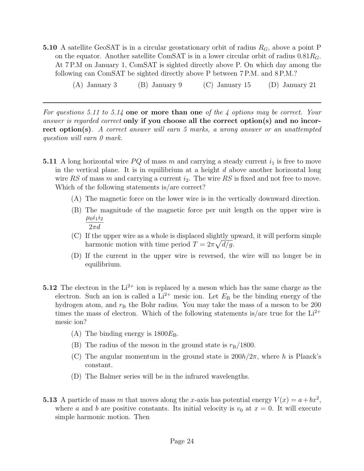 NEST 2011 Question Paper - Page 24