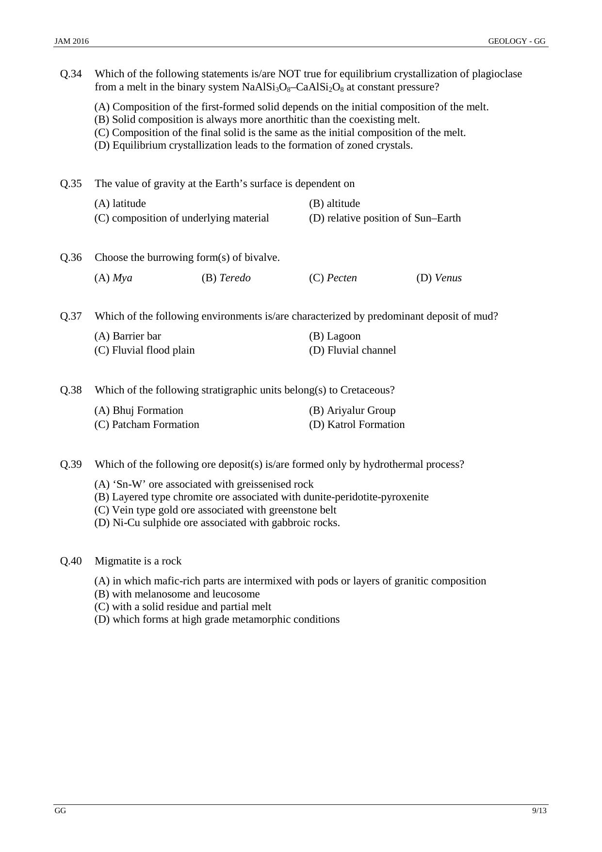 JAM 2016: GG Question Paper - Page 8