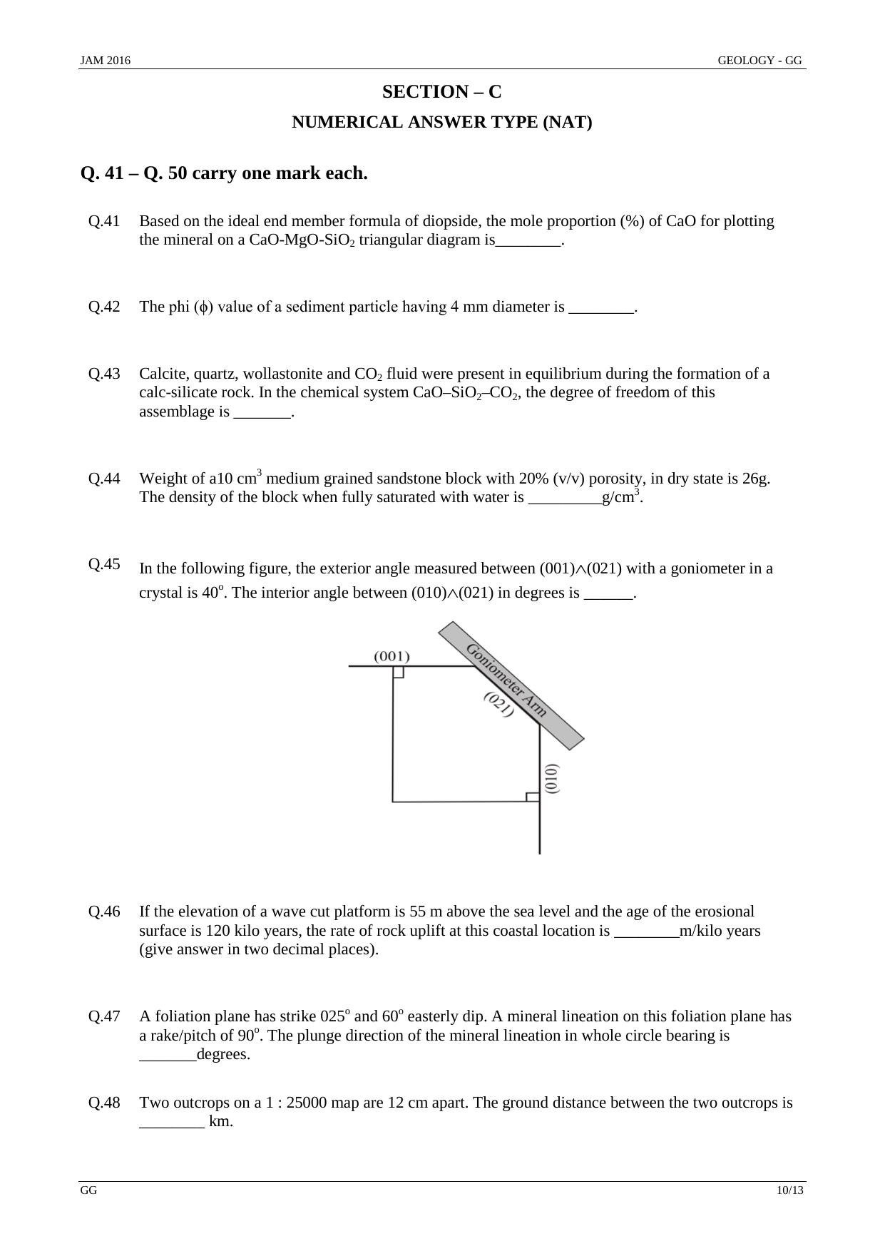 JAM 2016: GG Question Paper - Page 9