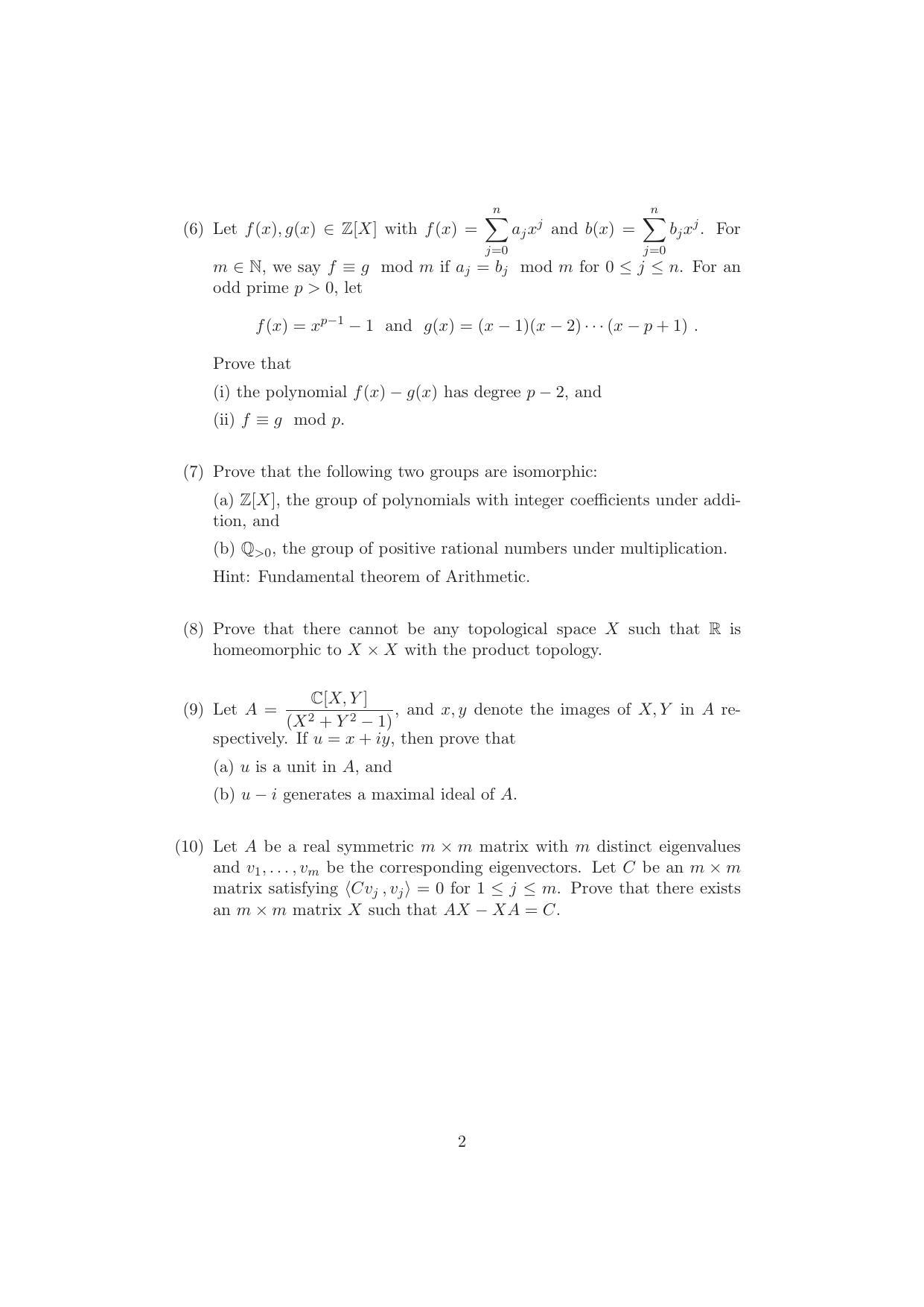 ISI Admission Test JRF in Mathematics MTB 2019 Sample Paper - Page 2