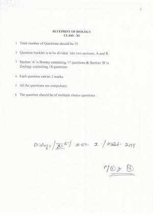 JAC Board Class 11th 2019 BIOLOGY SET-1 Model Paper