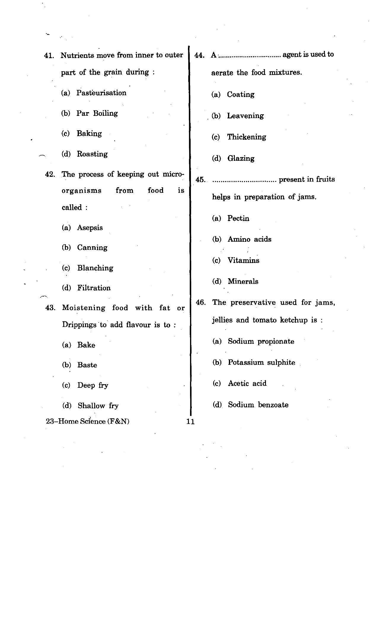 URATPG Home Science(Food & Nut.) 2012 Question Paper - Page 11