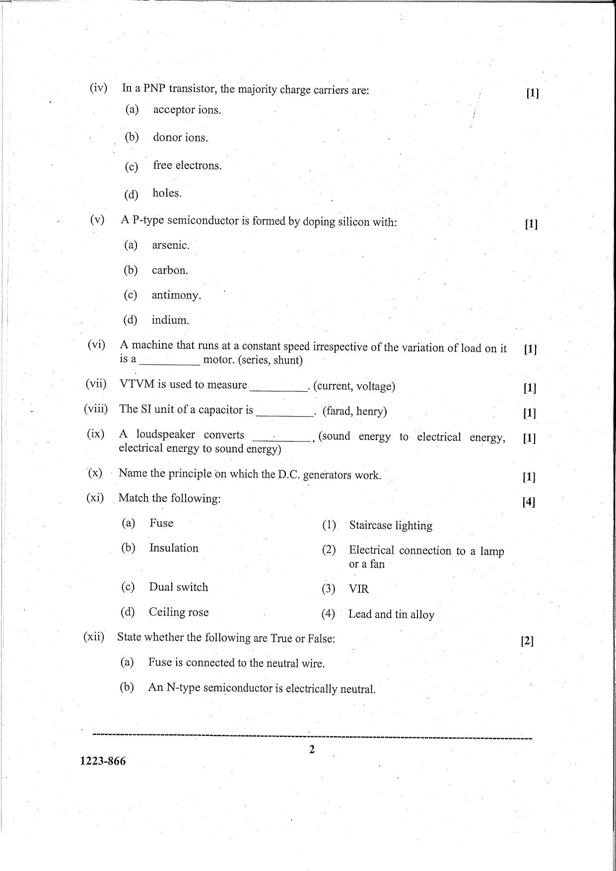 ISC Class 12 Electricity & Electronics 2023 Question Paper - Page 2