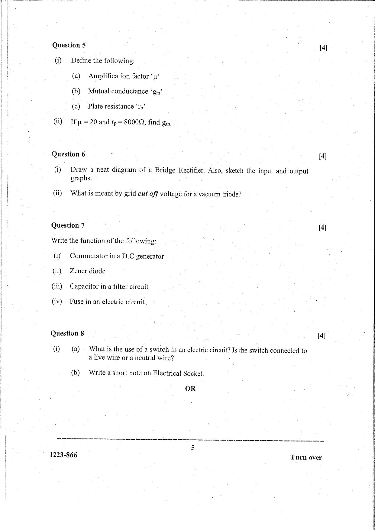 ISC Class 12 Electricity & Electronics 2023 Question Paper - Page 5