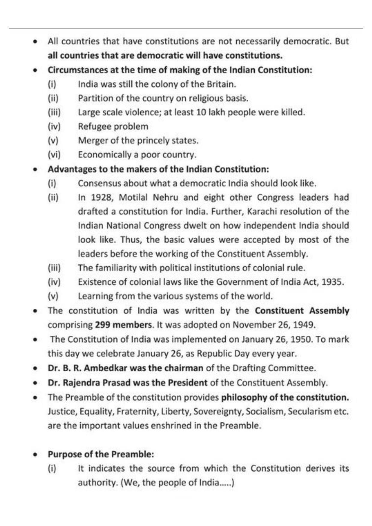 Class 9 Notes, Question & Practice Paper - Political Science (Topic 2 : Constitutional Design) - Page 3