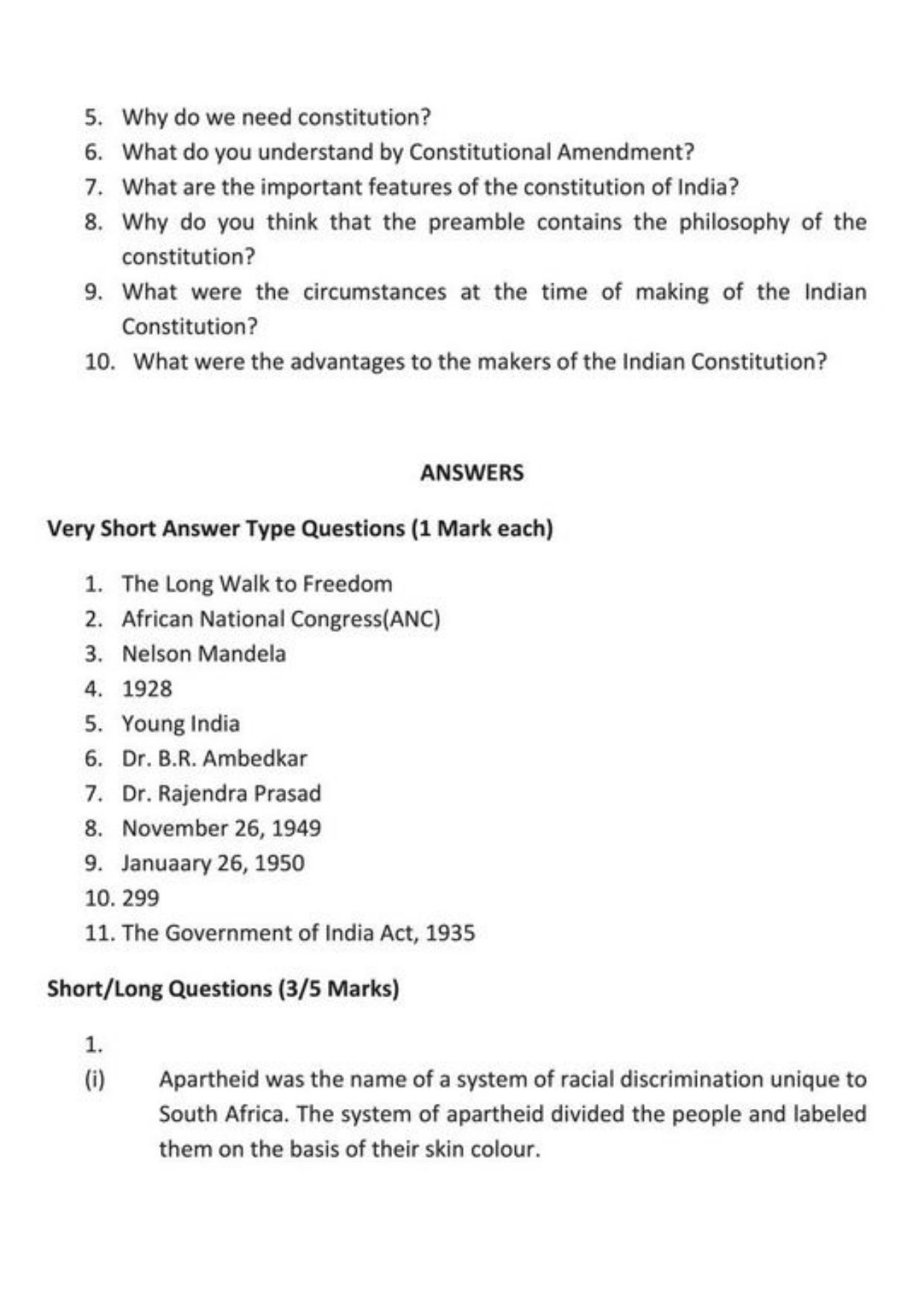 Class 9 Notes, Question & Practice Paper - Political Science (Topic 2 : Constitutional Design) - Page 5