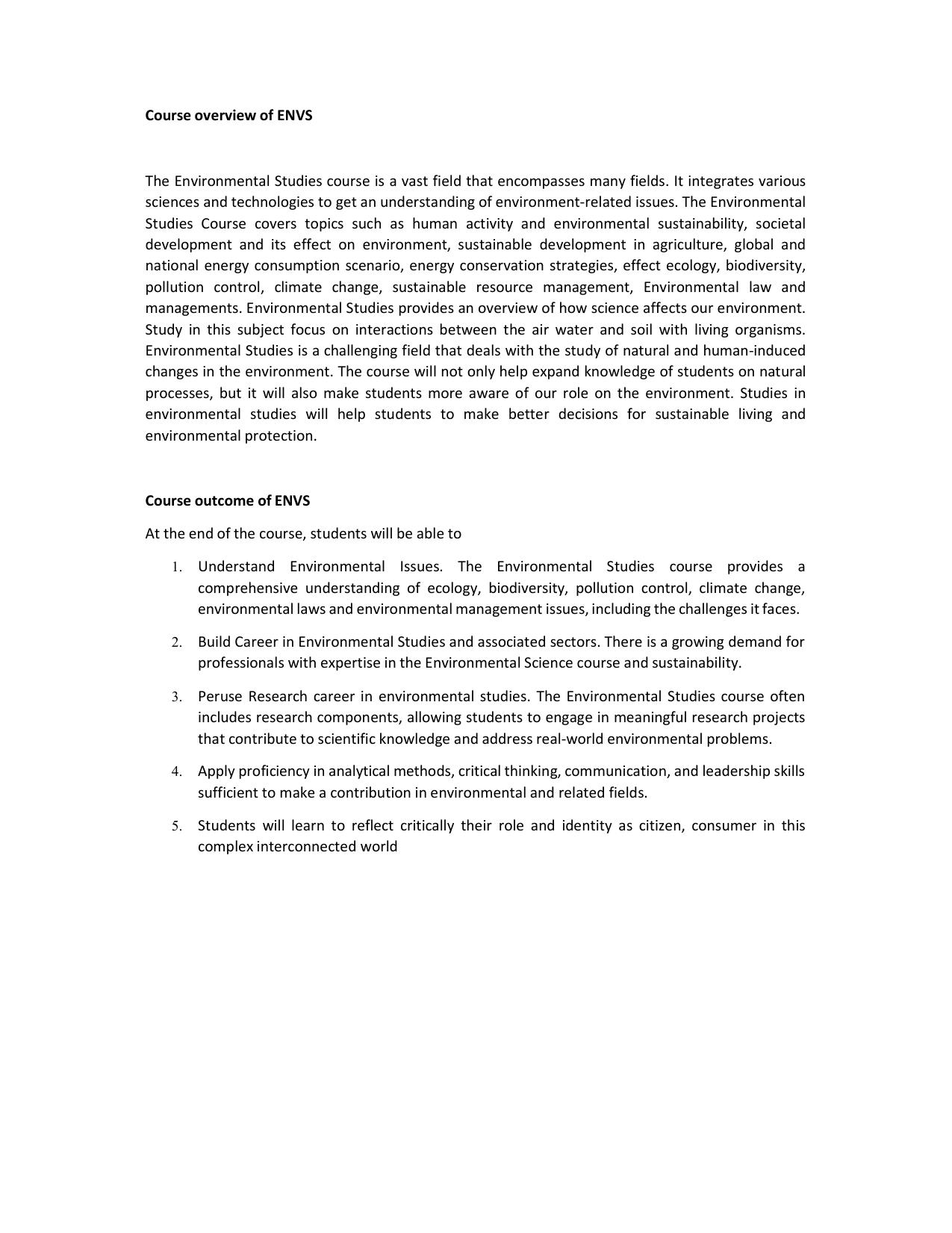 WBCHSE Class 11 & 12 Syllabus for Environment Studies (ENVS) (SET III) - Page 2