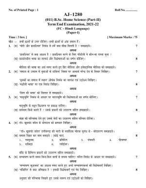Bilaspur University Question Paper 2021-2022:B.Sc. Home Science Part-II FC: Hindi Language Paper 1