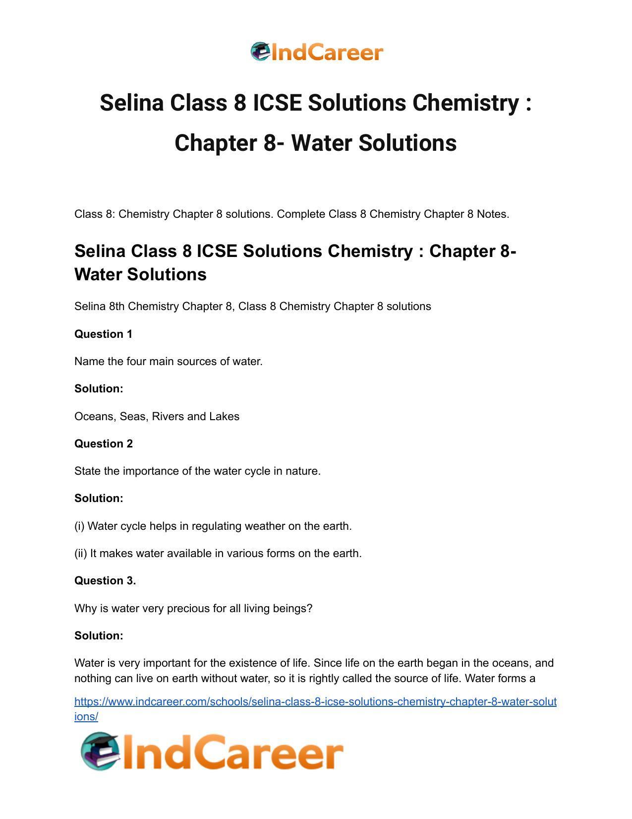Selina Class 8 ICSE Solutions Chemistry : Chapter 8- Water Solutions - Page 2