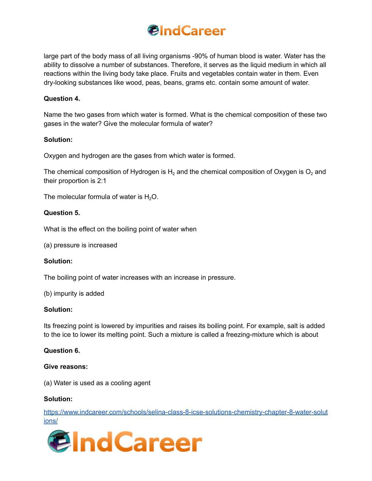 Selina Class 8 ICSE Solutions Chemistry : Chapter 8- Water Solutions - Page 3