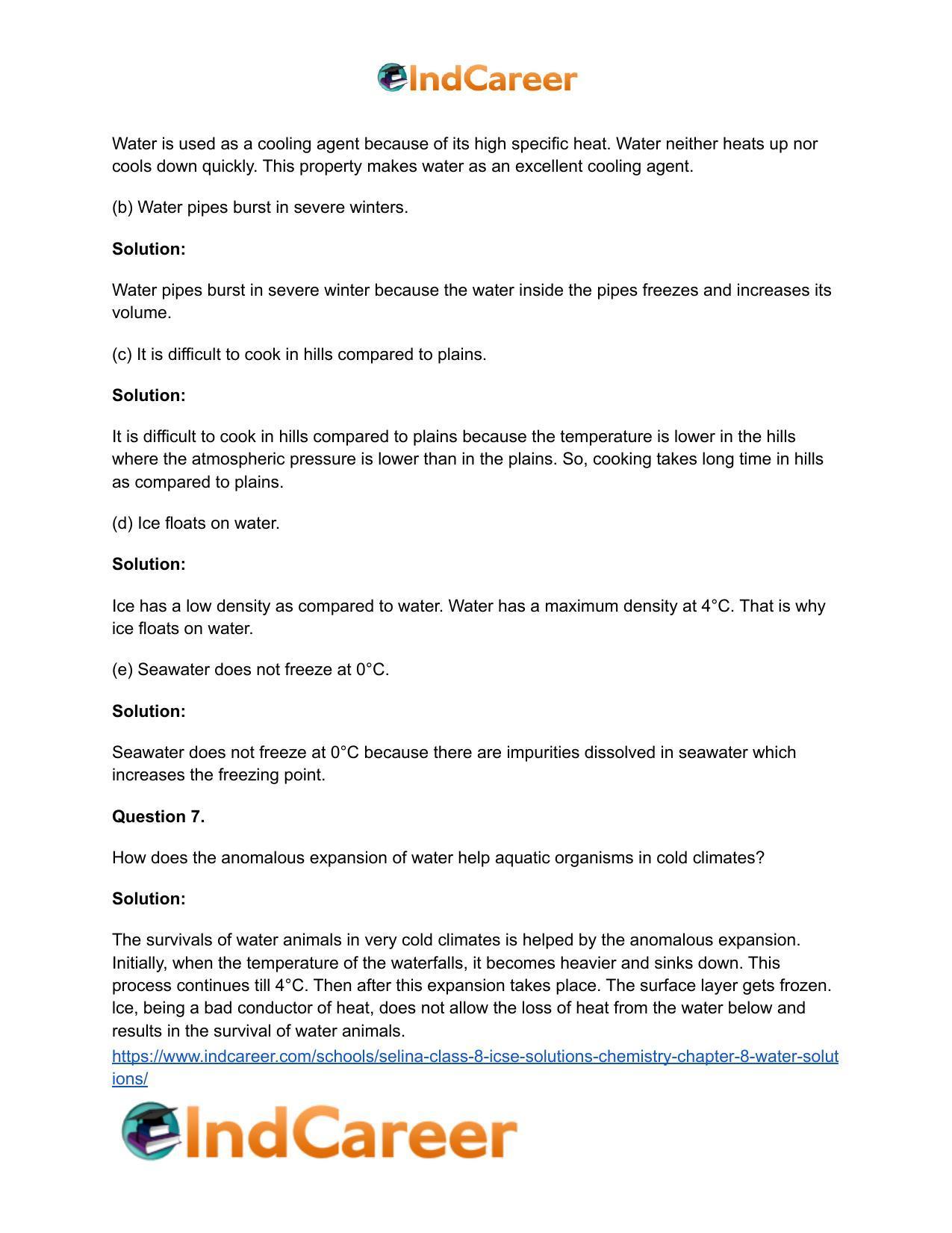 Selina Class 8 ICSE Solutions Chemistry : Chapter 8- Water Solutions - Page 4