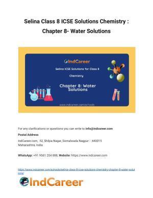 Selina Class 8 ICSE Solutions Chemistry : Chapter 8- Water Solutions
