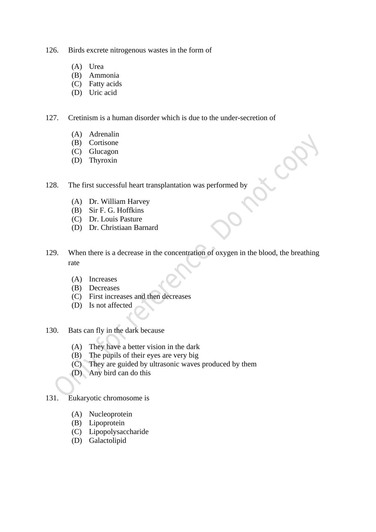 CUSAT CAT 2021 Zoology Question Paper - Page 22