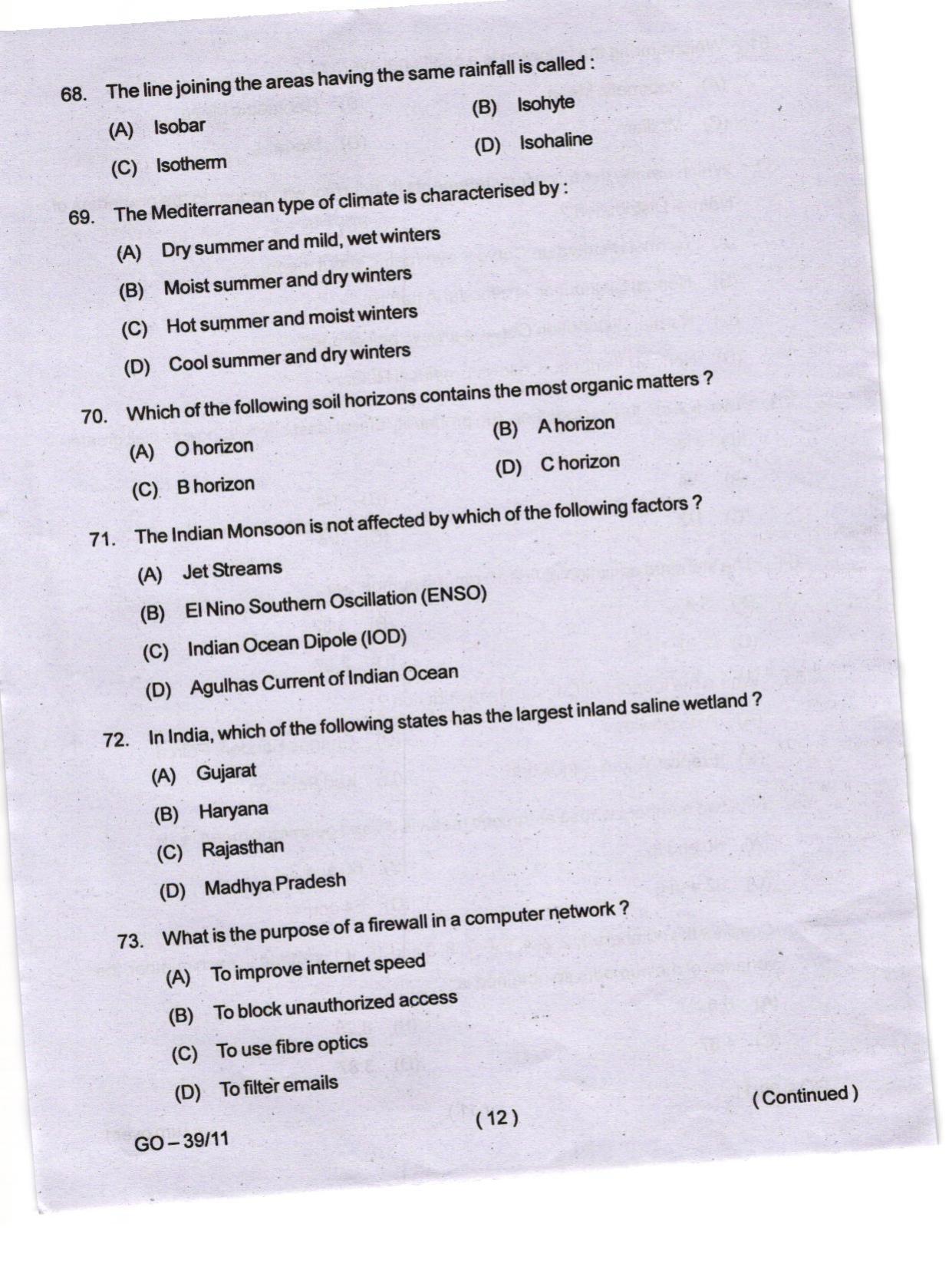 Odisha CPET 2024 ENVIRONMENTAL SCIENCE Question Paper - Page 12