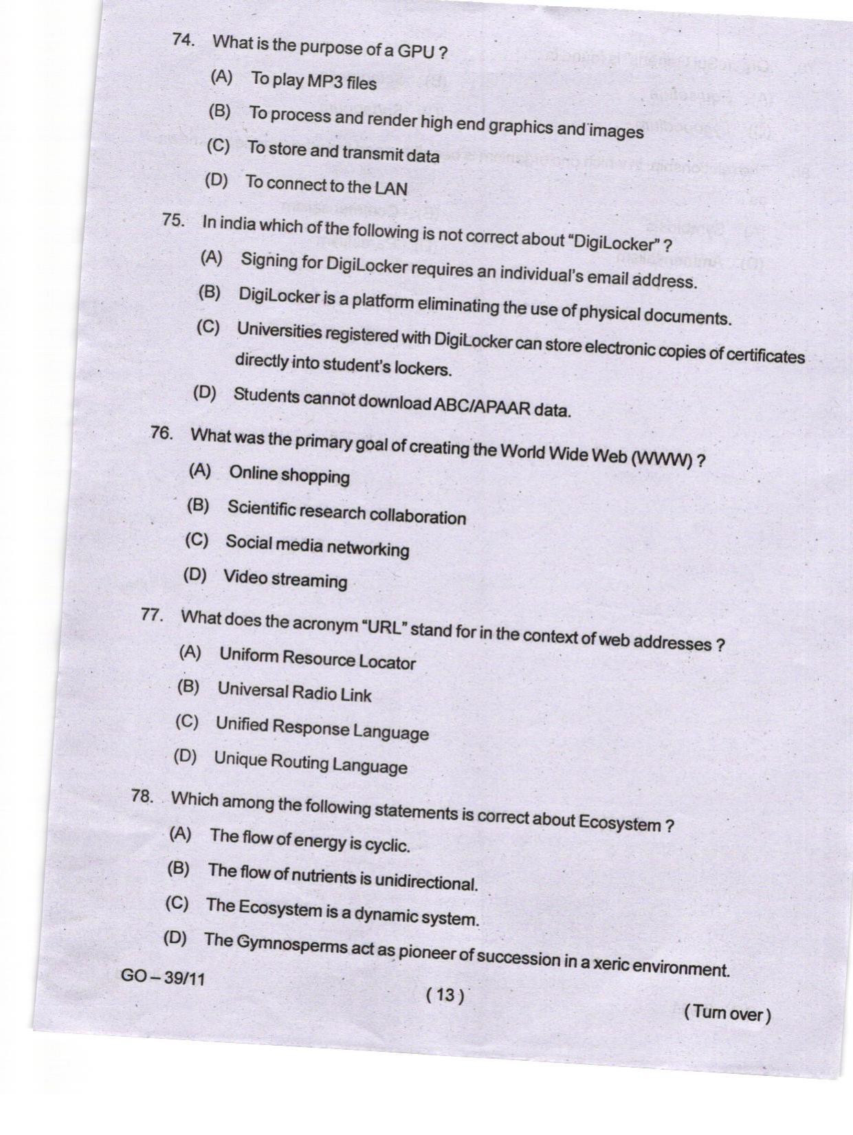Odisha CPET 2024 ENVIRONMENTAL SCIENCE Question Paper - Page 13
