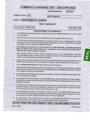 Odisha CPET 2024 ENVIRONMENTAL SCIENCE Question Paper