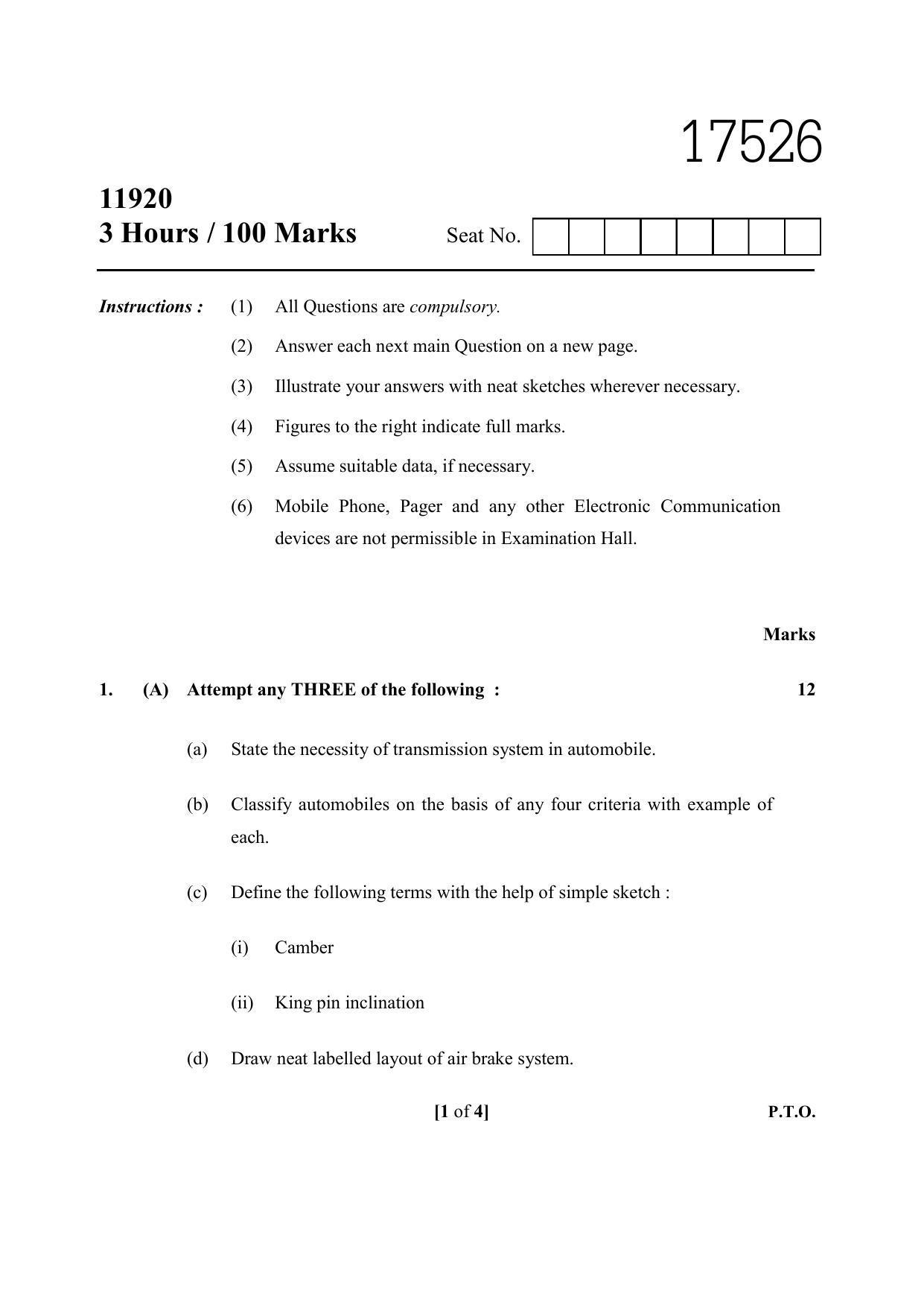 MSBTE Winter Question Paper 2019 - Advanced Manufacturing Processes - Page 1