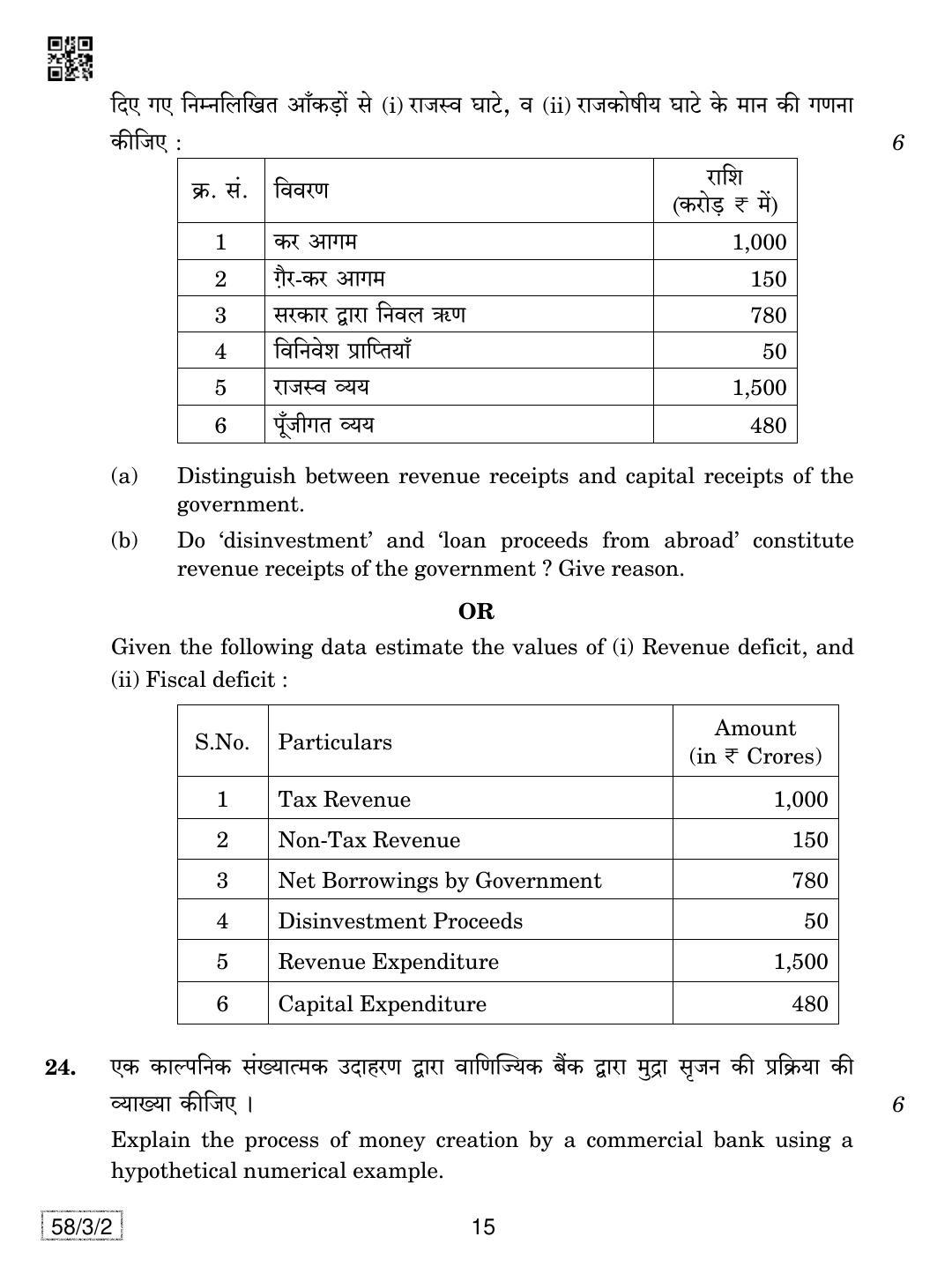CBSE Class 12 58-3-2 Economics 2019 Question Paper - Page 15