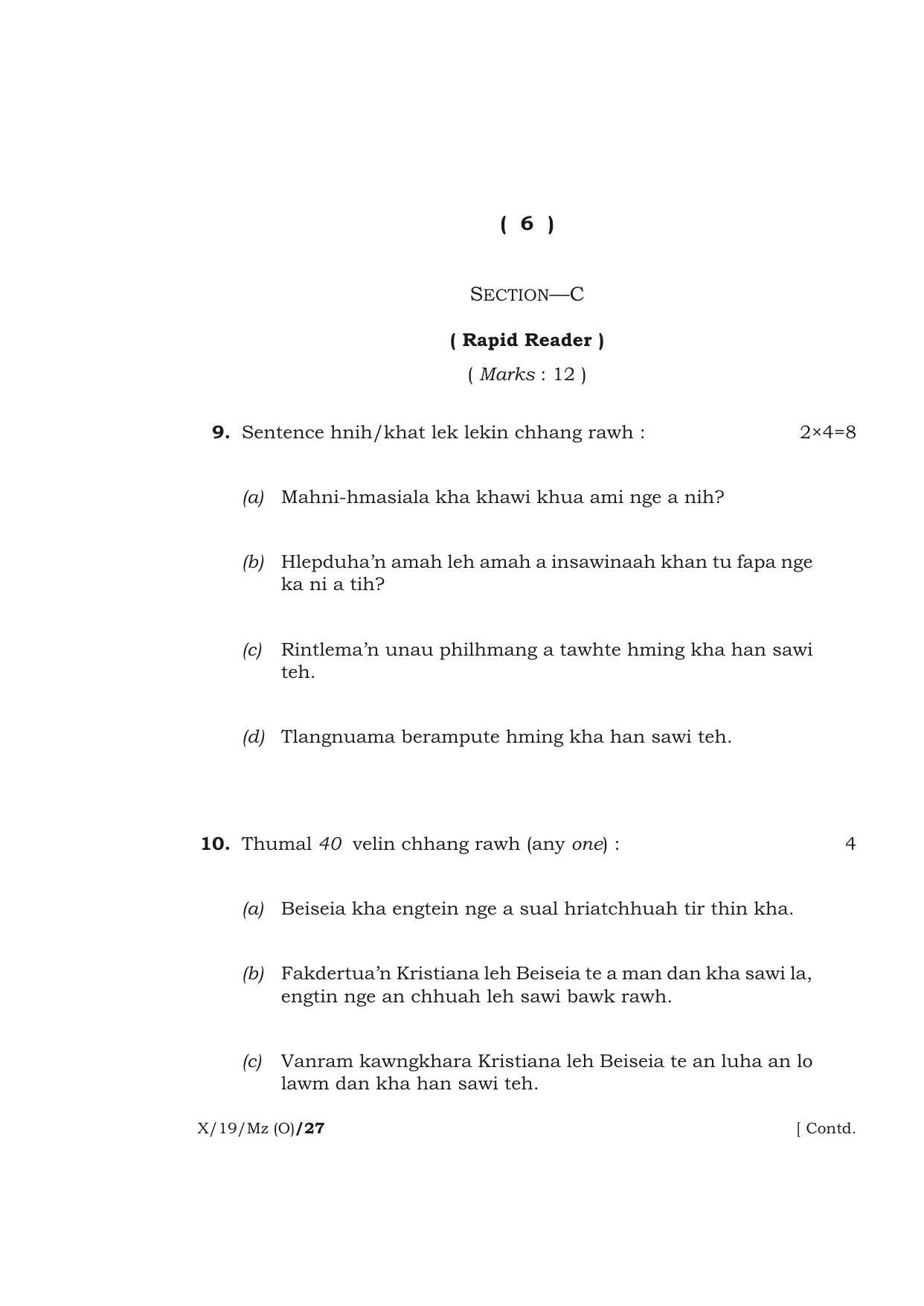 Meghalaya Board (MBOSE) Class 10 MIZO ( INDIAN LANGUAGE ) ( Old Course ) 2019 Question Paper - Page 6