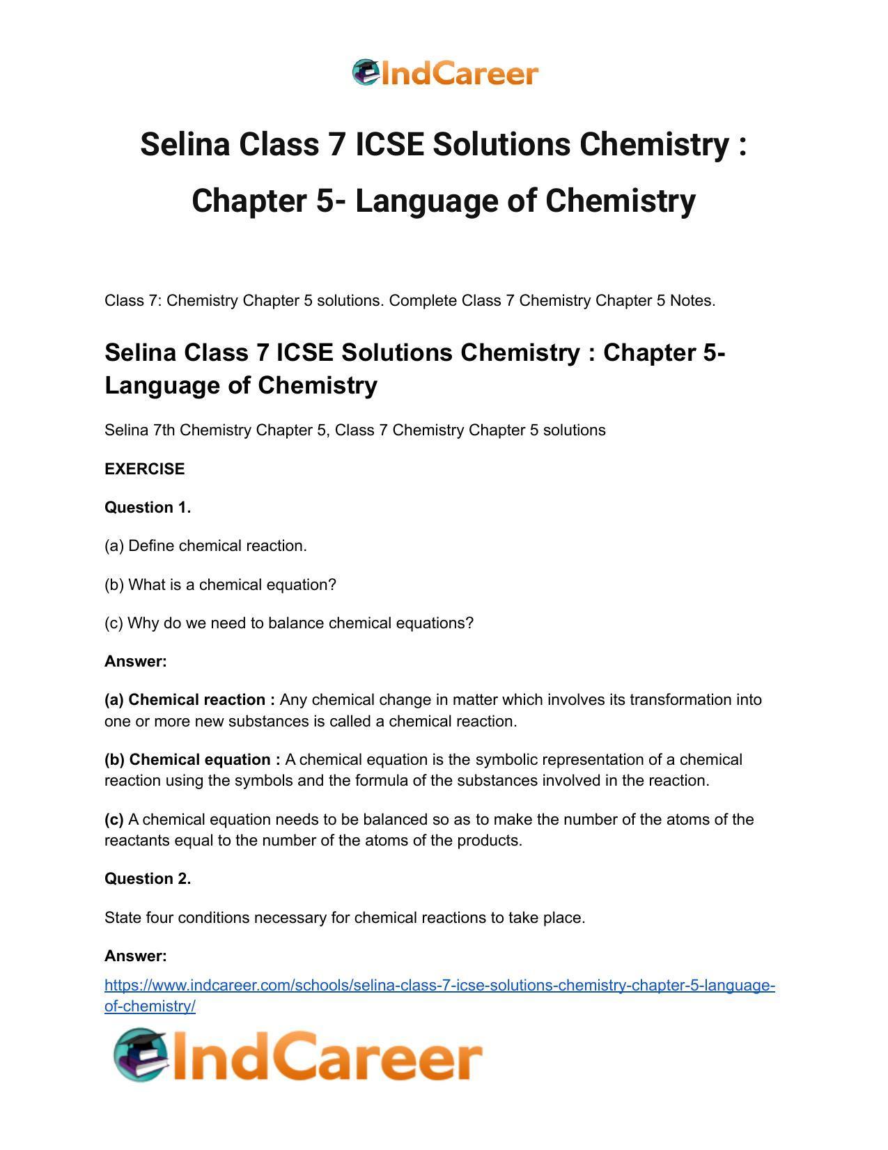 Selina Class 7 ICSE Solutions Chemistry : Chapter 5- Language of Chemistry - Page 2