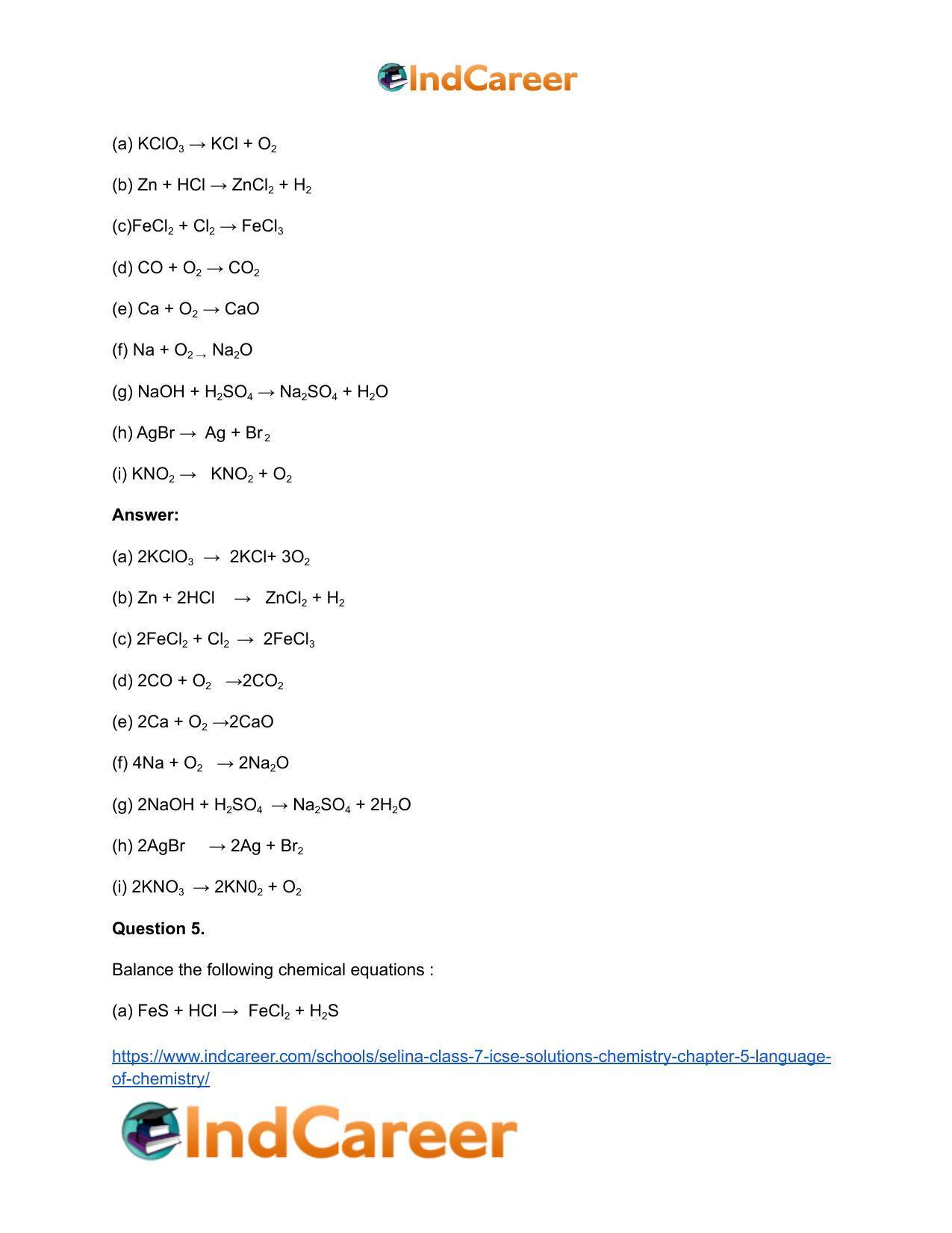 Selina Class 7 ICSE Solutions Chemistry : Chapter 5- Language of Chemistry - Page 4