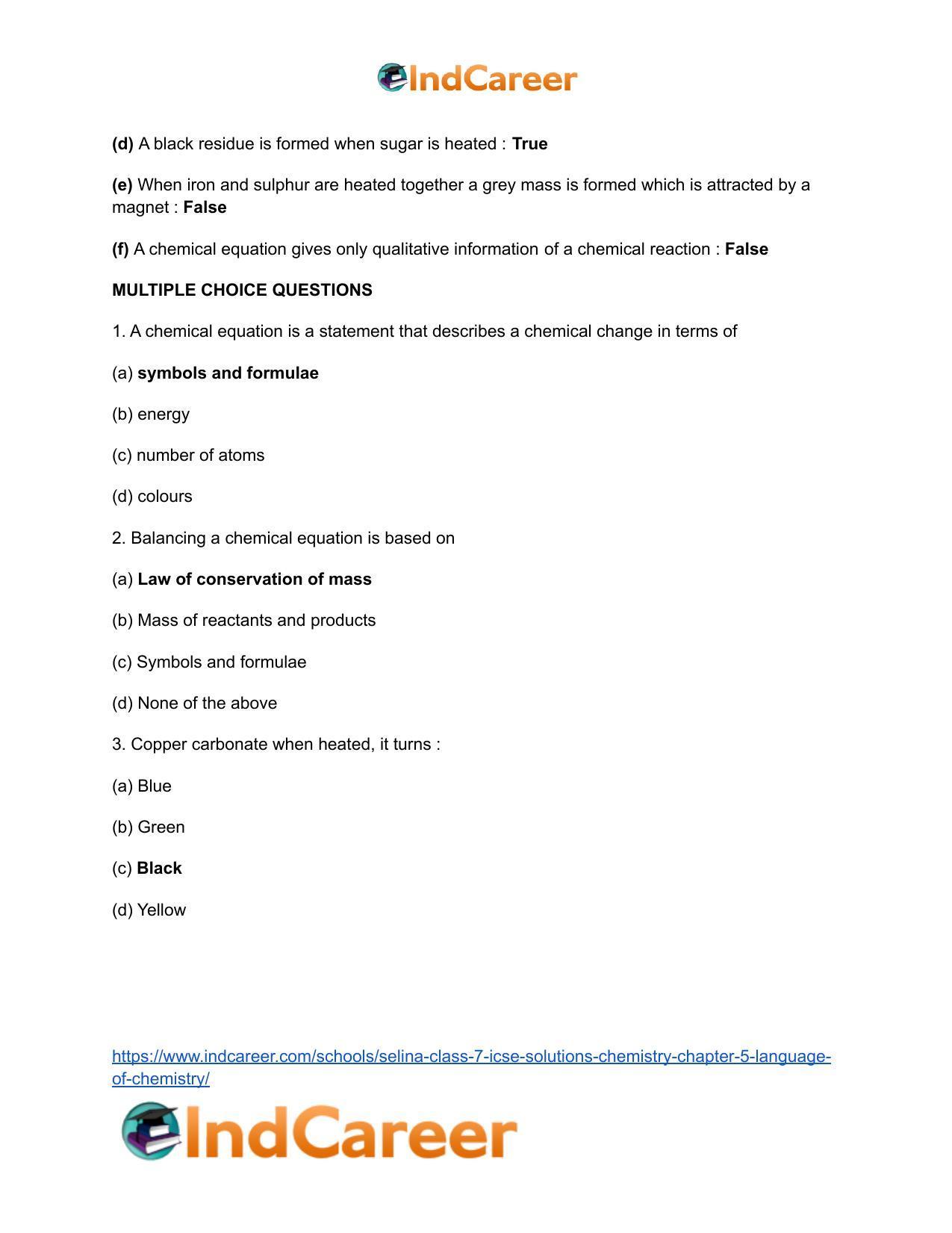Selina Class 7 ICSE Solutions Chemistry : Chapter 5- Language of Chemistry - Page 8