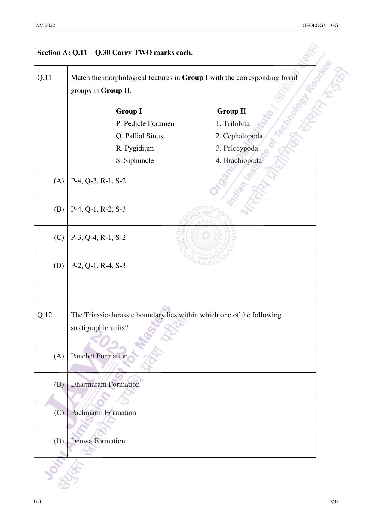 JAM 2022: GG Question Paper - Page 6
