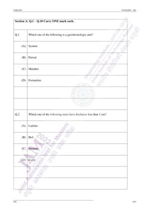 JAM 2022: GG Question Paper