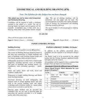 ISC Class 12 Geometrical and Building Drawing Syllabus