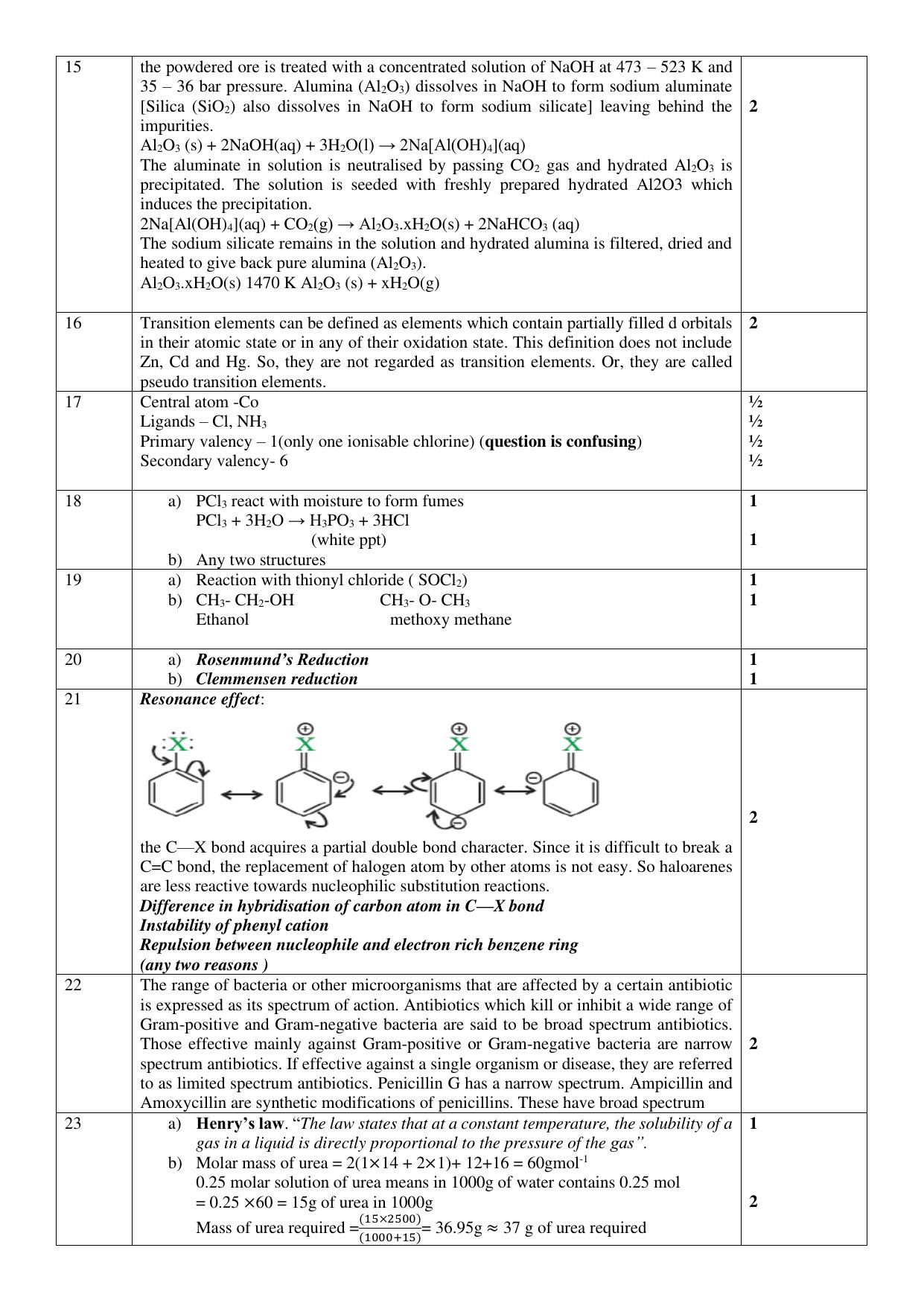 Kerala Plus Two 2020 Chemistry Model Answer Key - Page 2