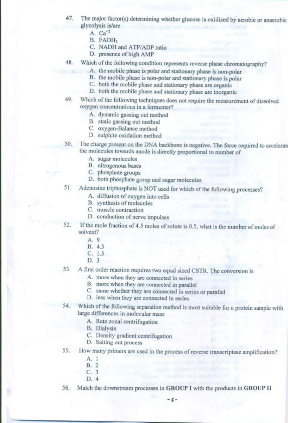 PU CET PG 2018 M.E. Biotechnology Question Paper - Page 7